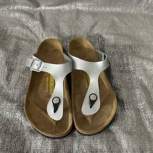 Birkenstock Gizeh Silver Birko-Flor Sandals Size 36